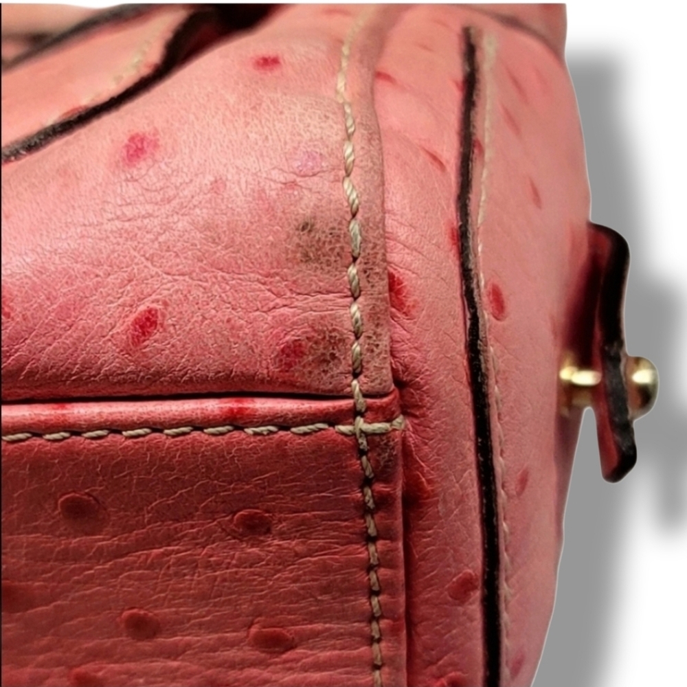Dooney & Bourke Vintage Pink Ostrich Embossed Barrell Packet Bag - Picture 12 of 16